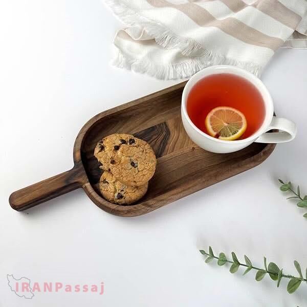 سینی سرو چوبی گردو دسته‌دار SH648 | خرید اینترنتی از ایران پاساژ