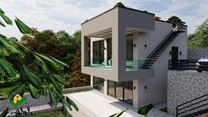 فایل اسکچاپ طراحی داخلی _ نما و فایل اتوکد پلان ویلای شهمیرزاد