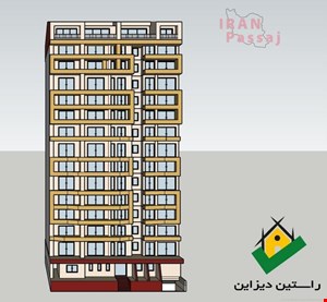 فایل اسکچاپ طراحی نمای آپارتمان 16 طبقه اورانوس بابلسر