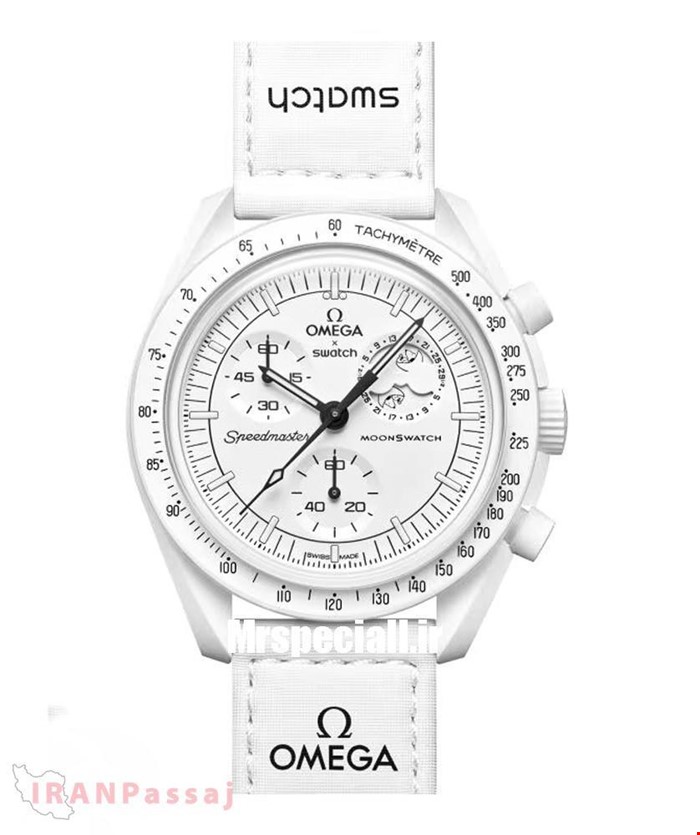 ساعت مچی اسپرت امگا سواچ مدل مأموریت به ماه رنگ سفید – طراحی لوکس و سبک – خرید اینترنتی از ایران پاساژ