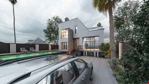 دانلود فایل اسکچاپ طراحی ویلای مسکونی دوبلکس به همراه محوطه‌سازی | پروژه کامل معماری در ایران پاساژ