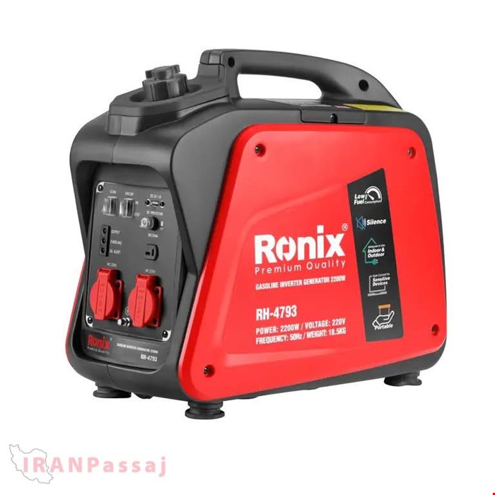 موتور برق سایلنت بنزینی 2200 وات USB خور هندلی رونیکس مدل RH-4793 – ژنراتور اینورتر کم‌صدا – خرید اینترنتی از ایران پاساژ