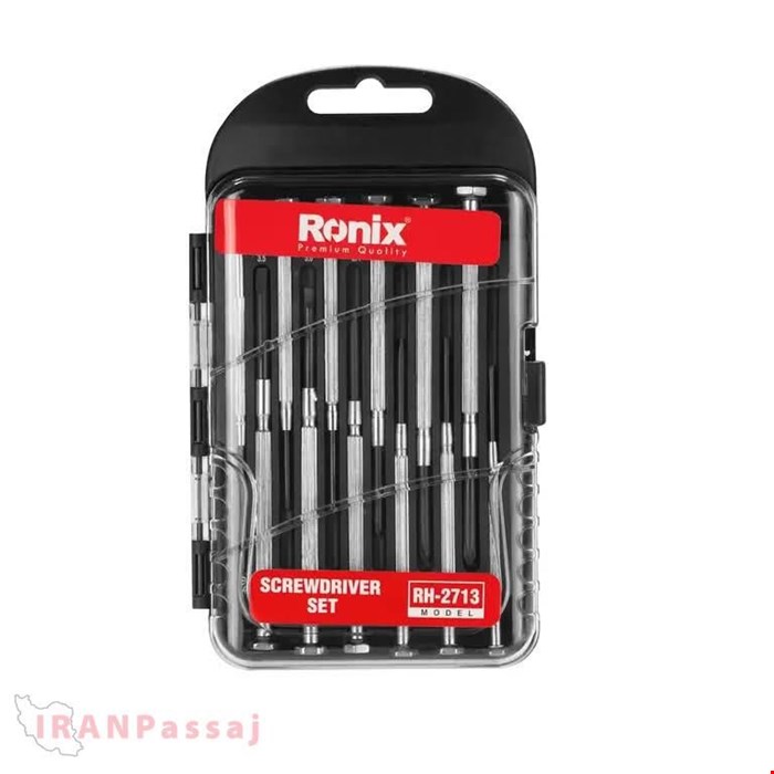 ست 12 عددی پیچ گوشتی ساعتی دسته فلزی رونیکس مدل RH-2713 – کیت حرفه‌ای پیچ‌گوشتی مینیاتوری دوسو و چهارسو کروم وانادیوم با دسته تمام‌فلزی – خرید اینترنتی از ایران پاساژ